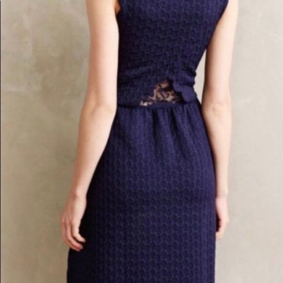 Anthropologie Maeve Caye Scalloped Dress  Navy SZM - Picture 7 of 8